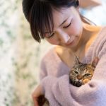 猫を抱く女性の画像 猫を抱く女性の画像